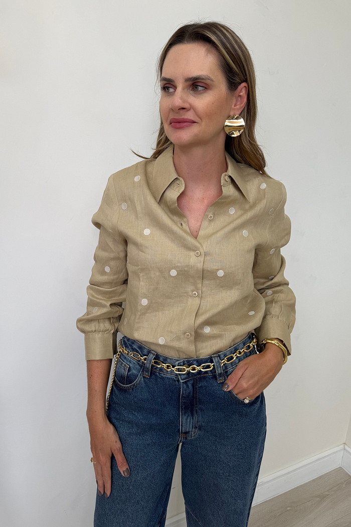 Camisa de Linho com Poá Amalia