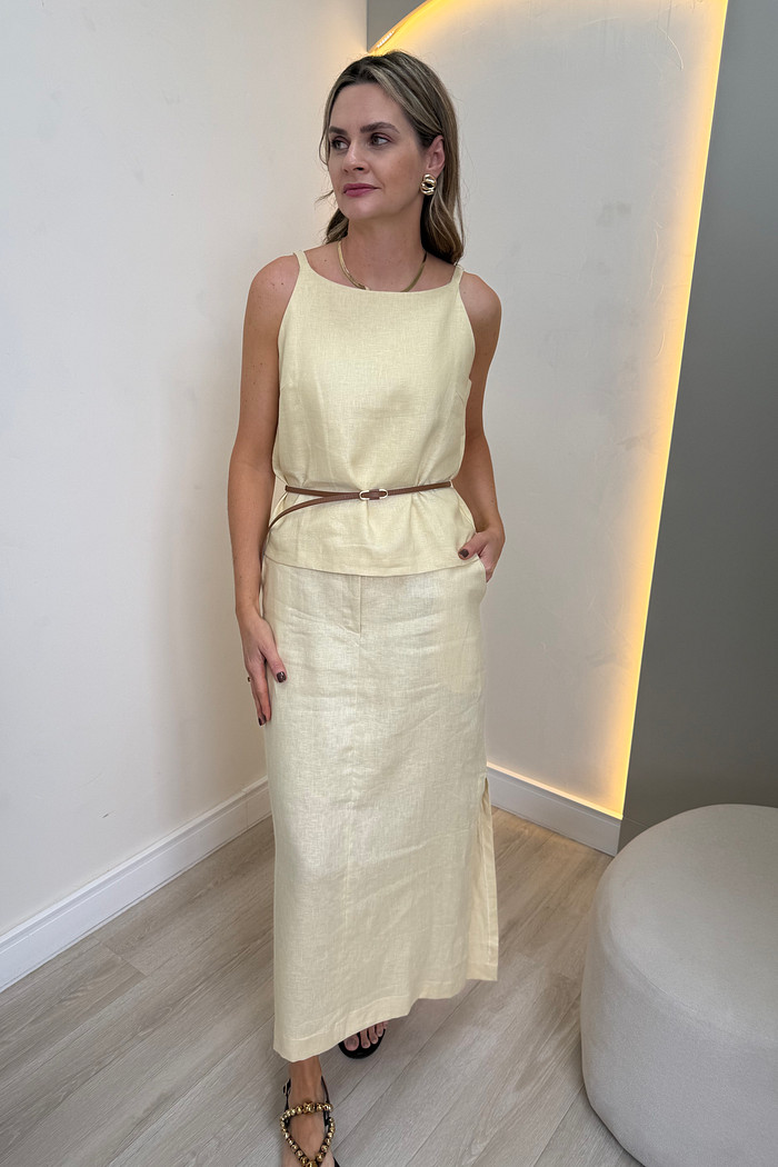 Saia de Linho com Fenda Valentina