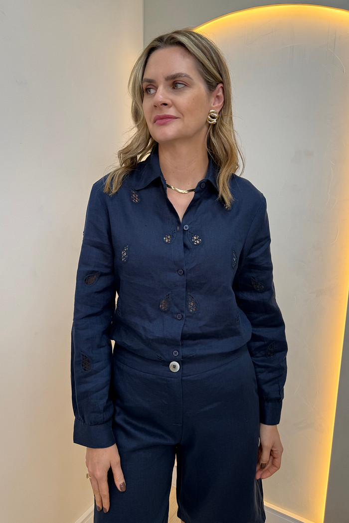 Camisa de Linho com Bordado Marina
