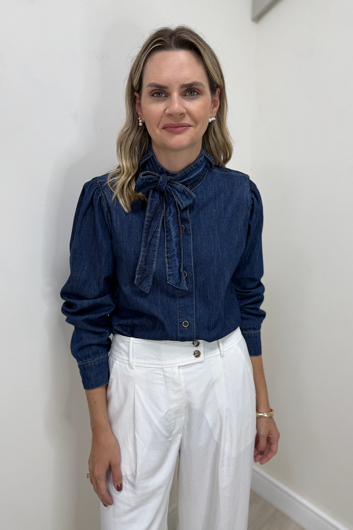 Camisa Jeans com Laço Melany