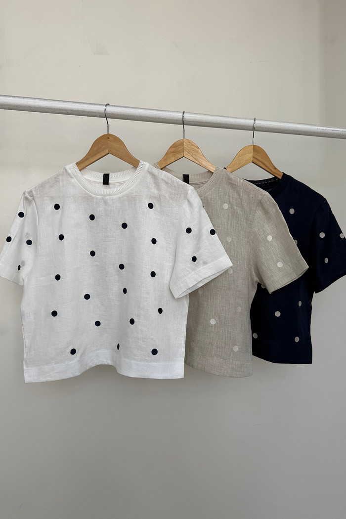 Blusa de Linho com Poá Isabela