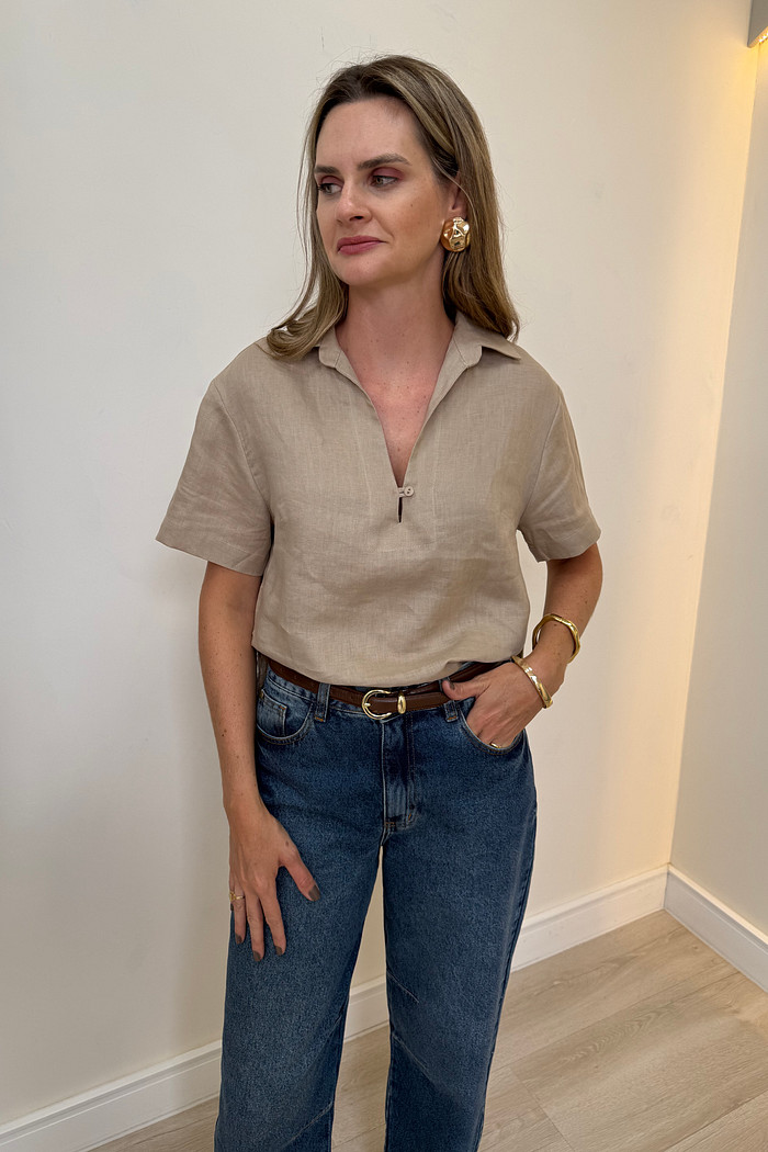 Blusa Polo de Linho Cindy