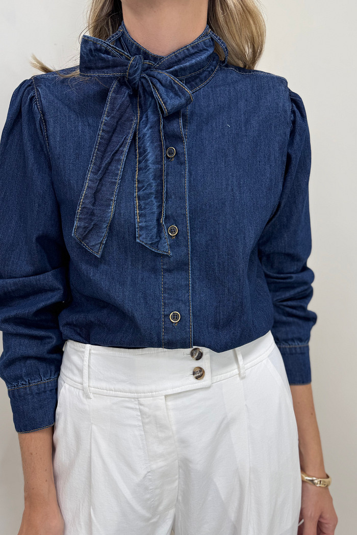 Camisa Jeans com Laço Melany