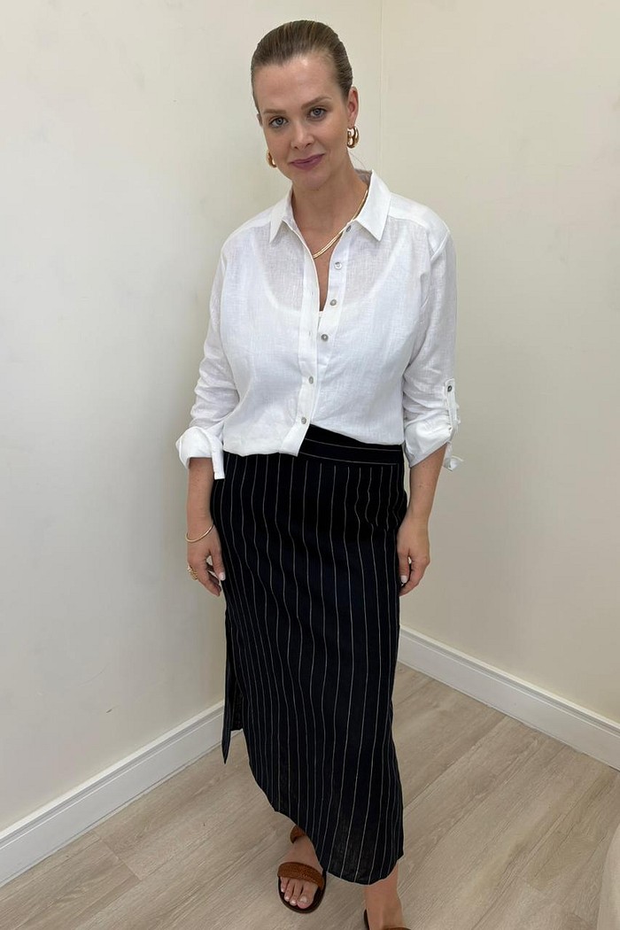 Saia de Linho Midi Ellen