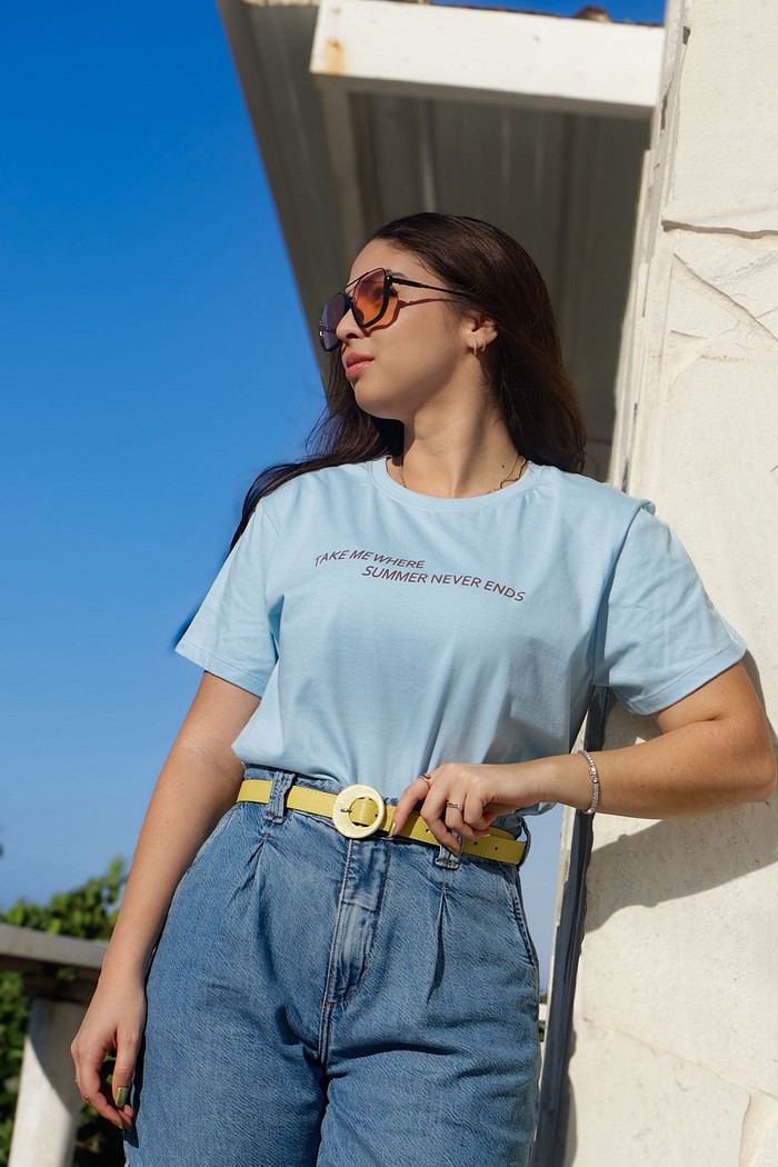 Camiseta T-shirt Feminina Summer Azul Claro