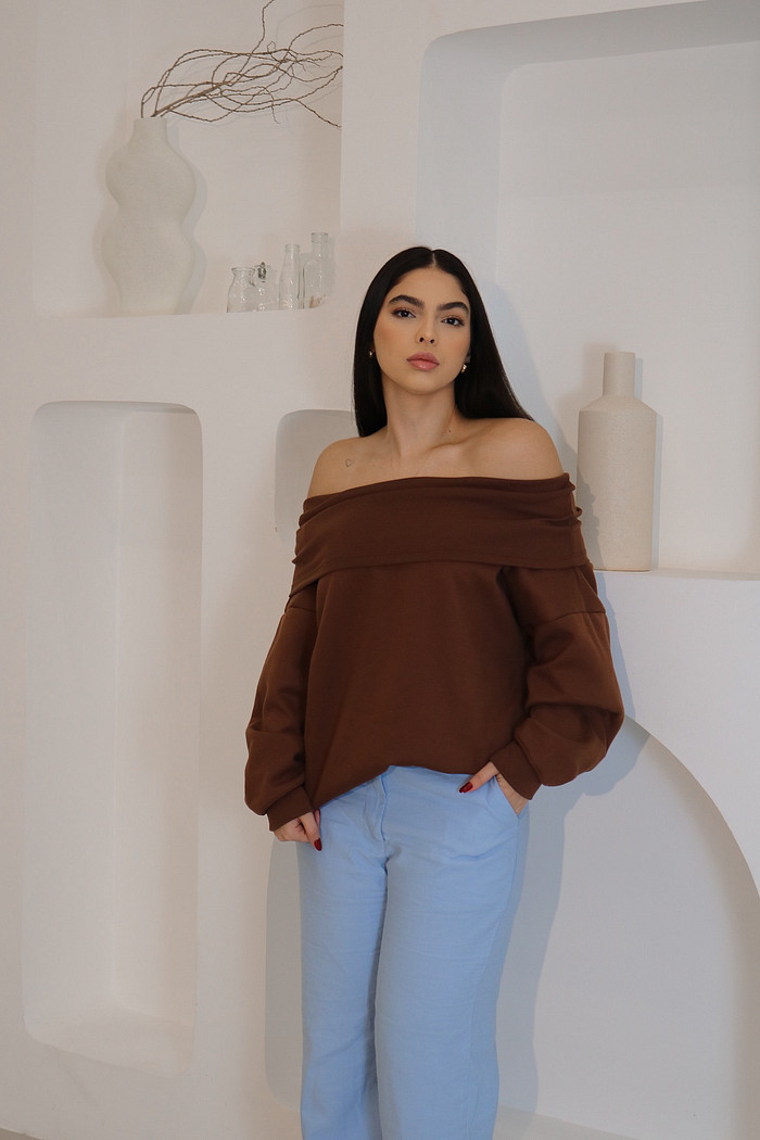 MOLETOM OLÍVIA AZUL-CACAU