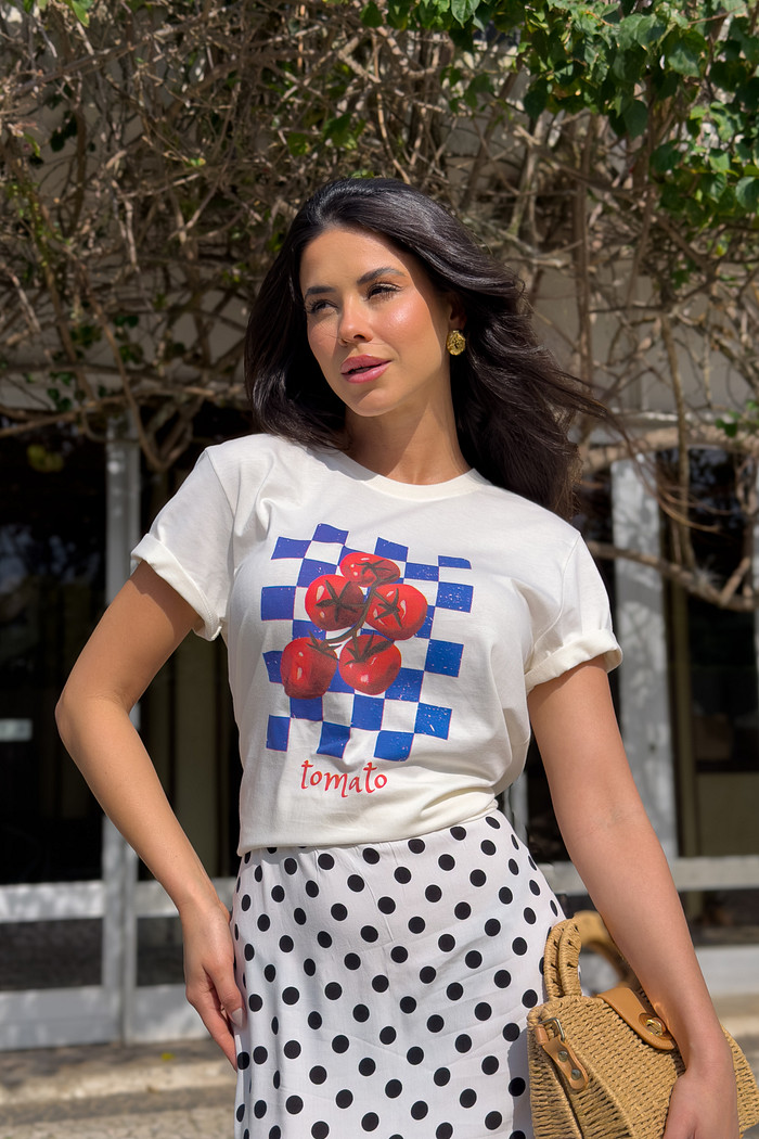 Camiseta T-shirt feminina Giulia cor off white