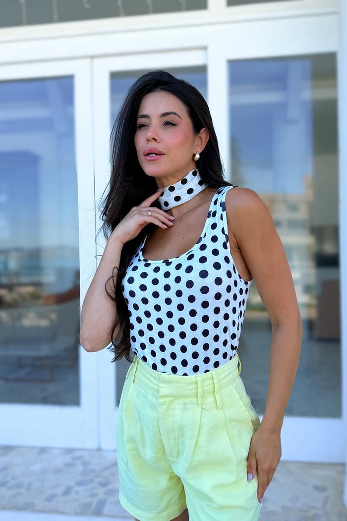 Body Regata de Póa Modal Preto e Off White