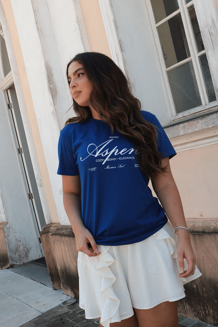 REF:670 T-SHIRT ASPEN AZUL 100% ALGODÃO M/M