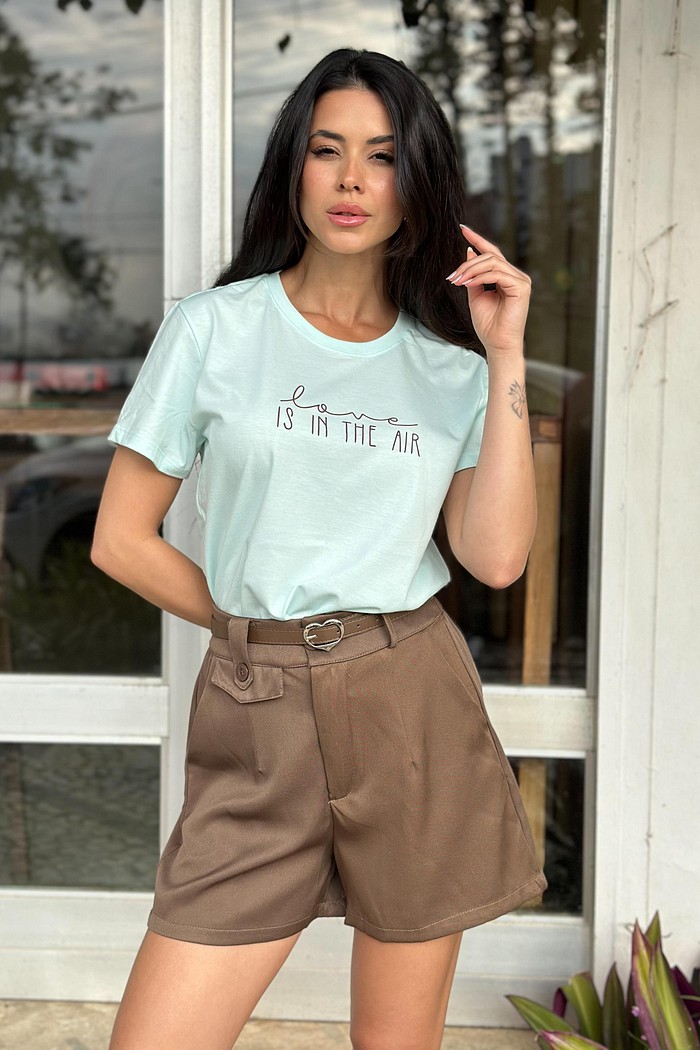 Camiseta T-shirt feminina Milena cor verde água