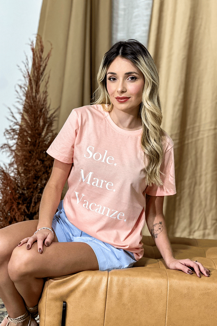 T-SHIRT SOLE PESSEGO 100% ALGODÃO M/M