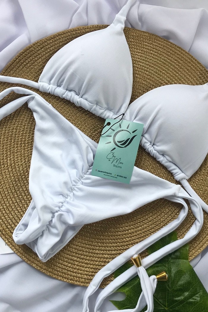 Biquíni Cortininha e Empina Bumbum Branco
