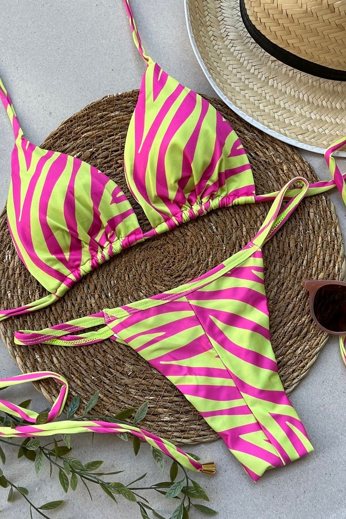 Biquíni Cortininha e Fita Zebra Pink