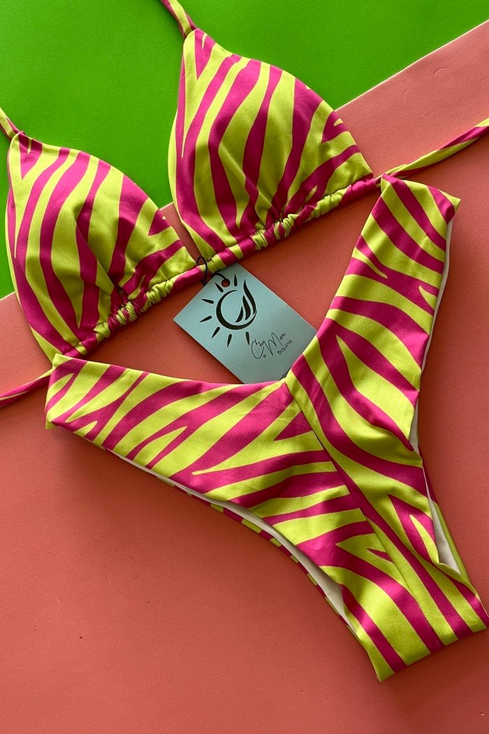 Biquíni Cortininha e Asa Delta Zebra Pink