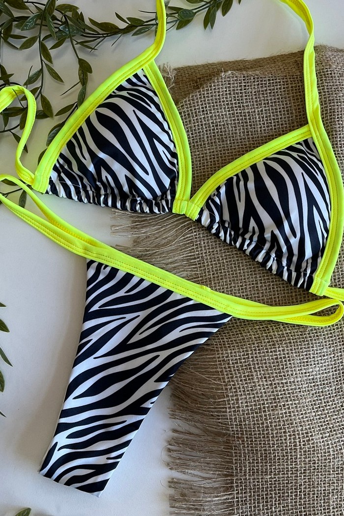 Biquíni Bronze Zebra e Neon