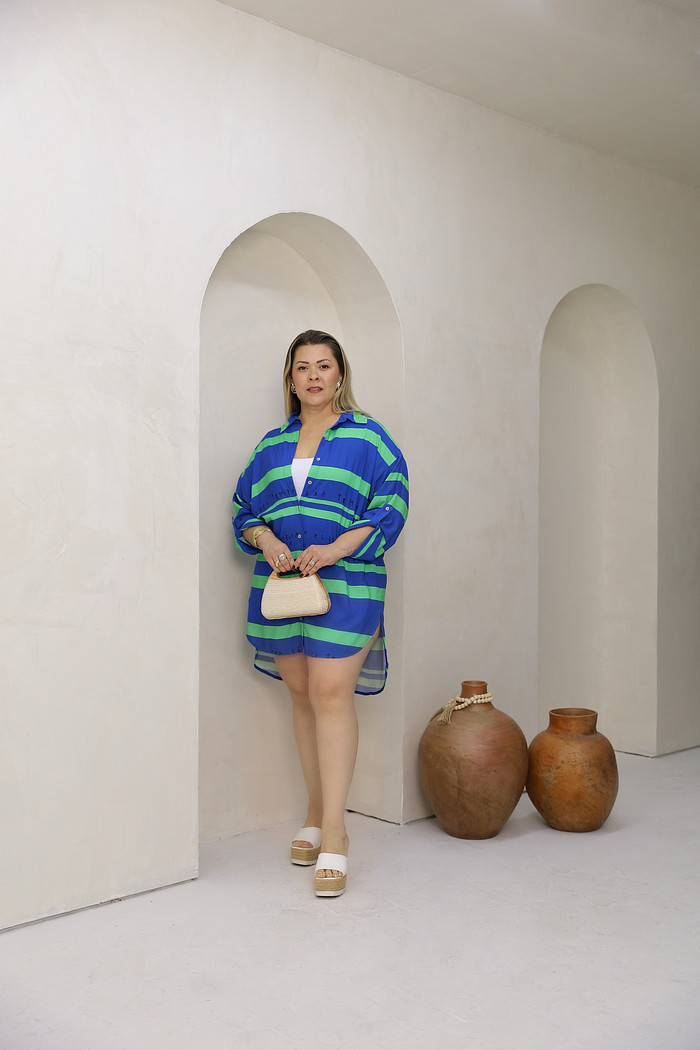 Chemise Tempo Azul e Verde