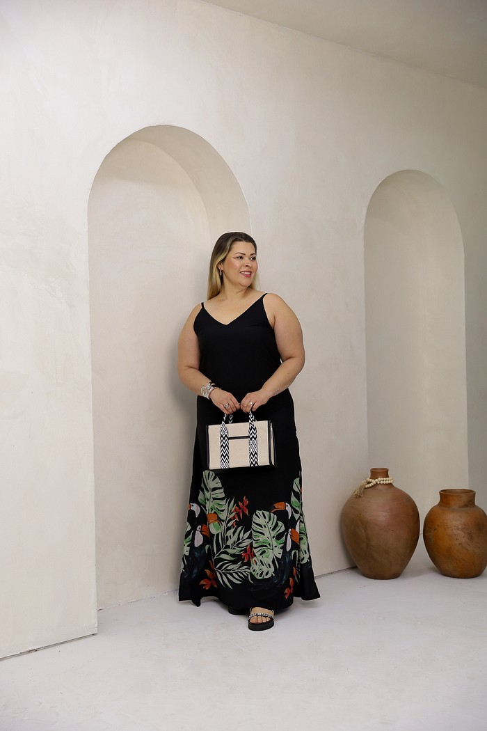 Vestido Longo Flora Preto