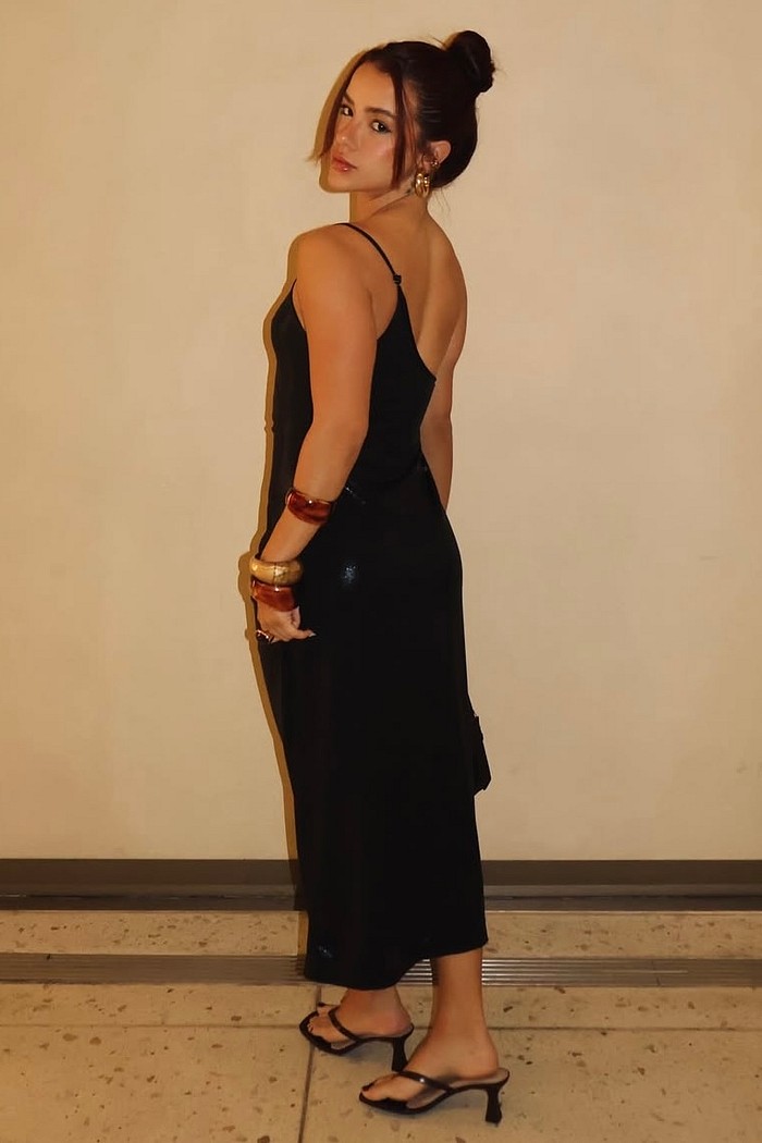 Tamanco Maya Preto Sandália Minimalista com Salto Fino