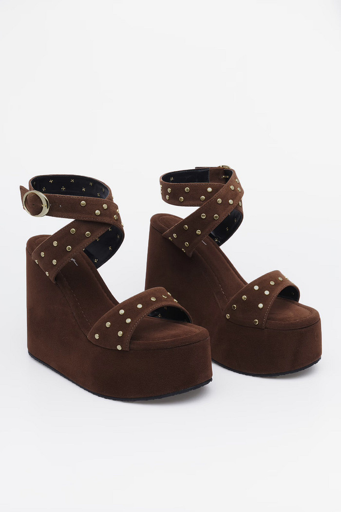 Sandália Amalfi Marrom Plataforma Anabela