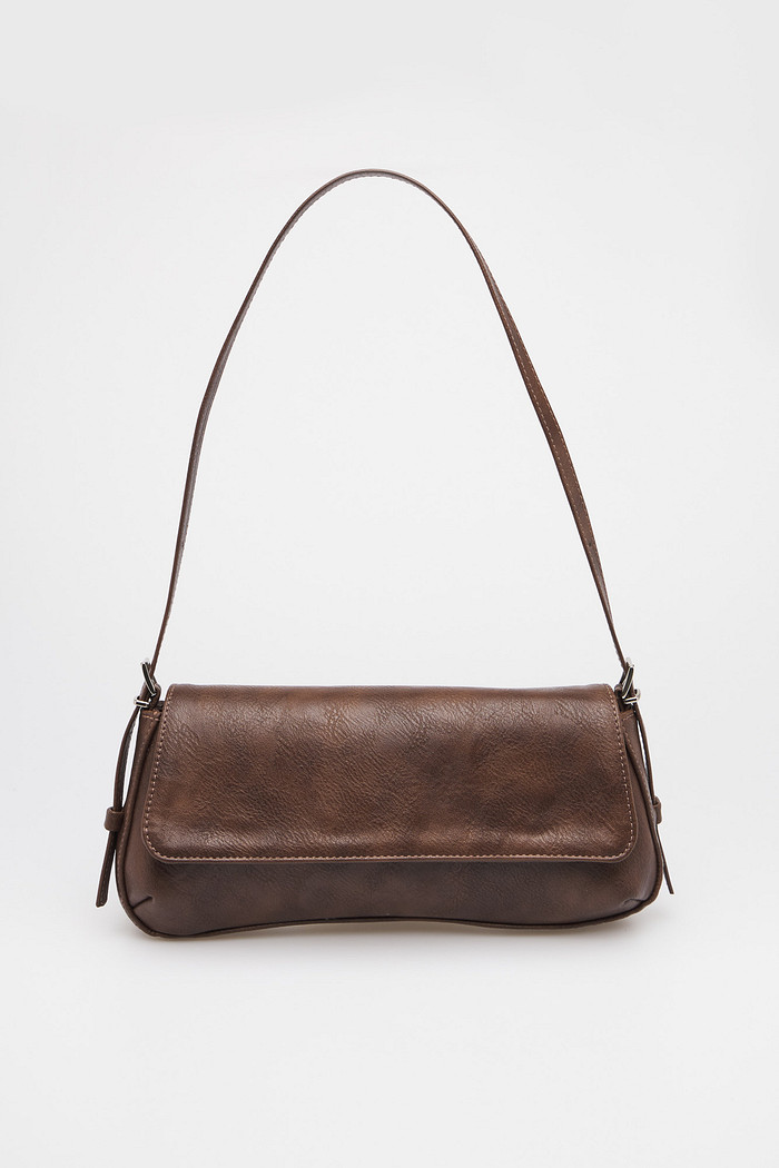 Bolsa Thayla Café MIST – Bolsa Feminina Baguete Minimalista Marrom Bolsa Thayla Café MIST - bolsa feminina marrom pequena estilo baguete minimalista