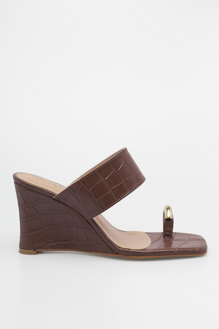 Tamanco Anabela Ísis Croco Marrom