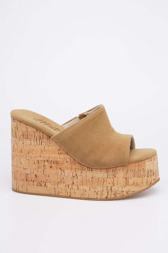 Tamanco plataforma feminina areia em cortiça natural MIST
