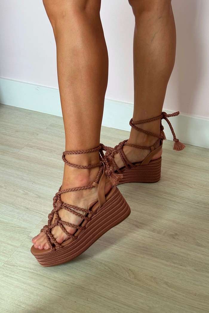 Sandália Pati Mousse - Anabela de Corda com Amarração