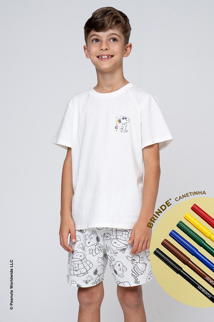 PIJAMA CURTO JUVENIL MASCULINO ALGODÃO - SNOOPY COLOR