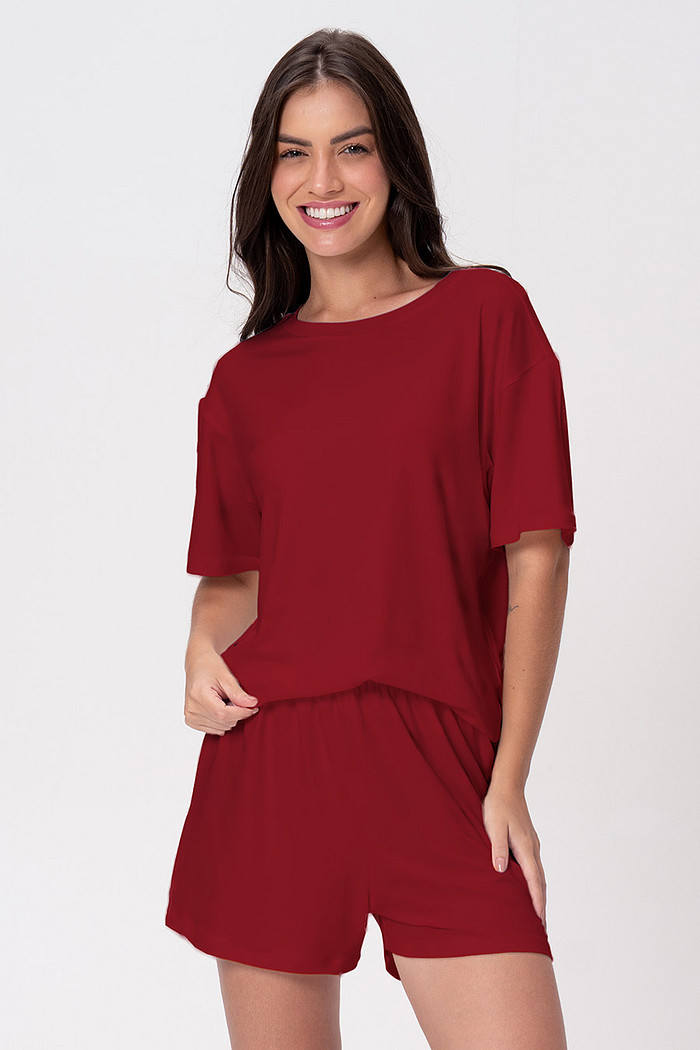 PIJAMA CURTO FEMININO VERMELHO