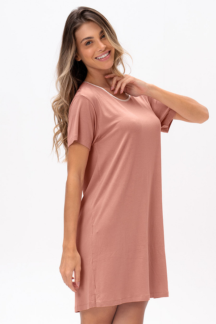 CAMISOLA COM MANGAS - CLÁSSICOS DE VISCOSE MOCHA MOUSSE