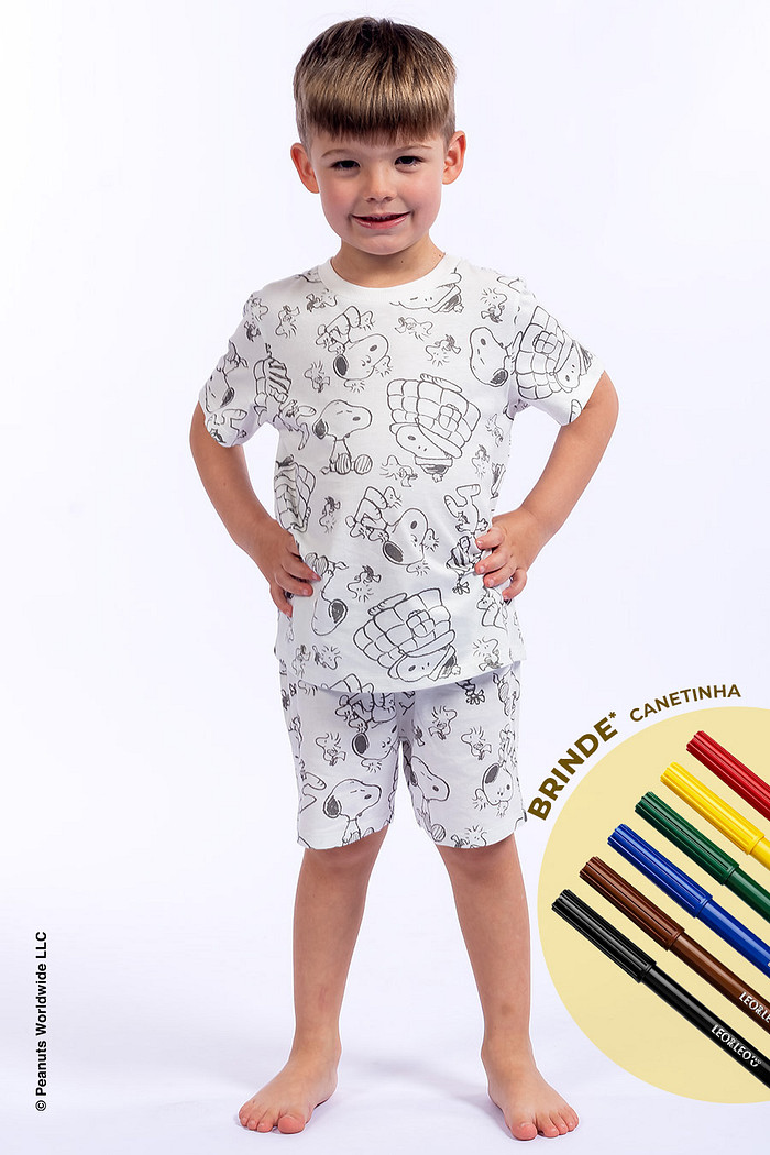 PIJAMA INFANTIL MASCULINO ALGODÃO - SNOOPY COLOR