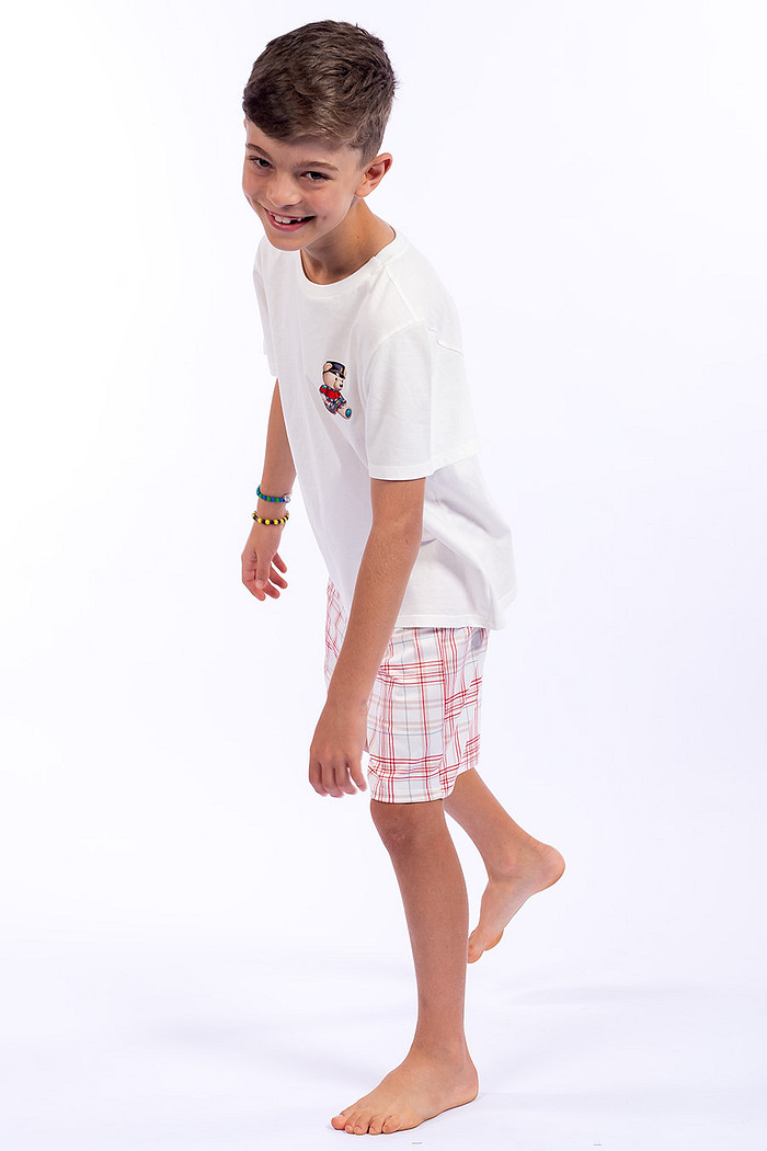PIJAMA JUVENIL MENINO ALGODÃO XADREZ - ABRAÇO DE URSO