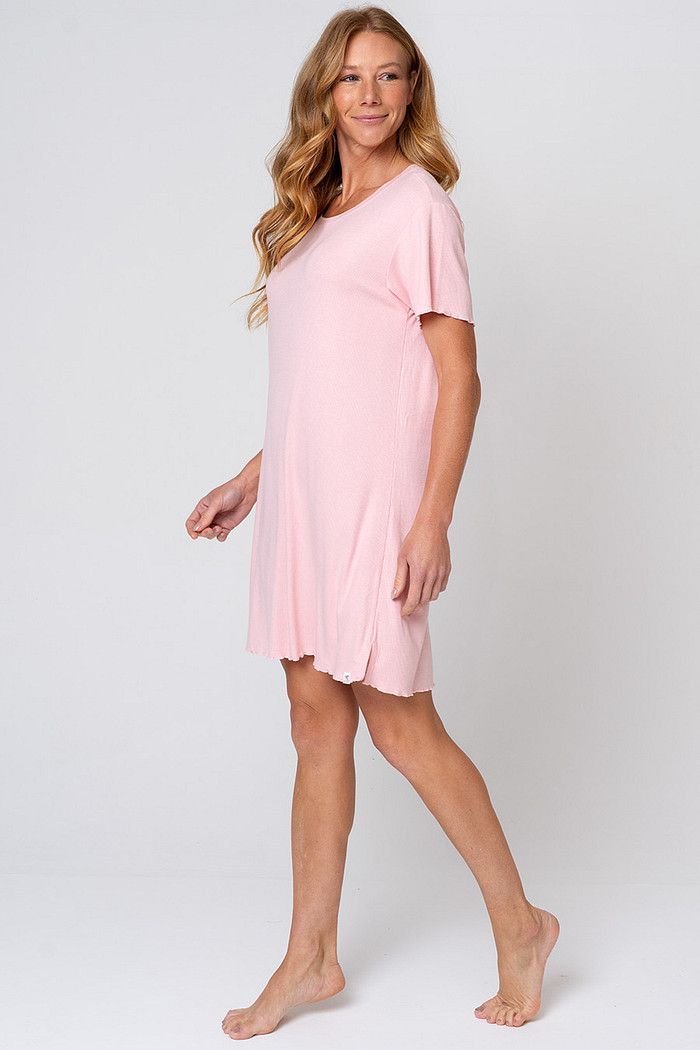 CAMISOLA FEMININA MANGA CURTA EM VISCOSE - CLÁSSICO VISCOSE PINK GLOSS