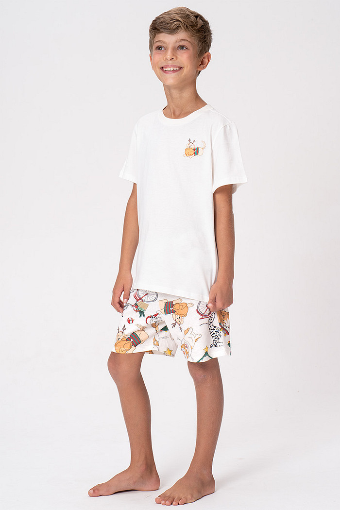 PIJAMA CURTO DE ALGODÃO JUVENIL MENINO - NATAL AU