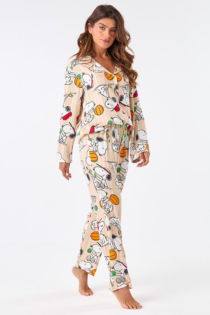 PIJAMA AMERICANO ACETINADO LONGO - SNOOPY SPORTS