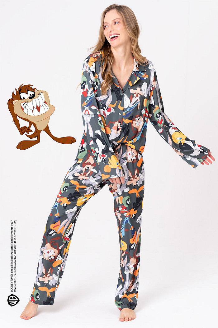 PIJAMA AMERICANO ACETINADO - LOONEY HOLLYWOOD