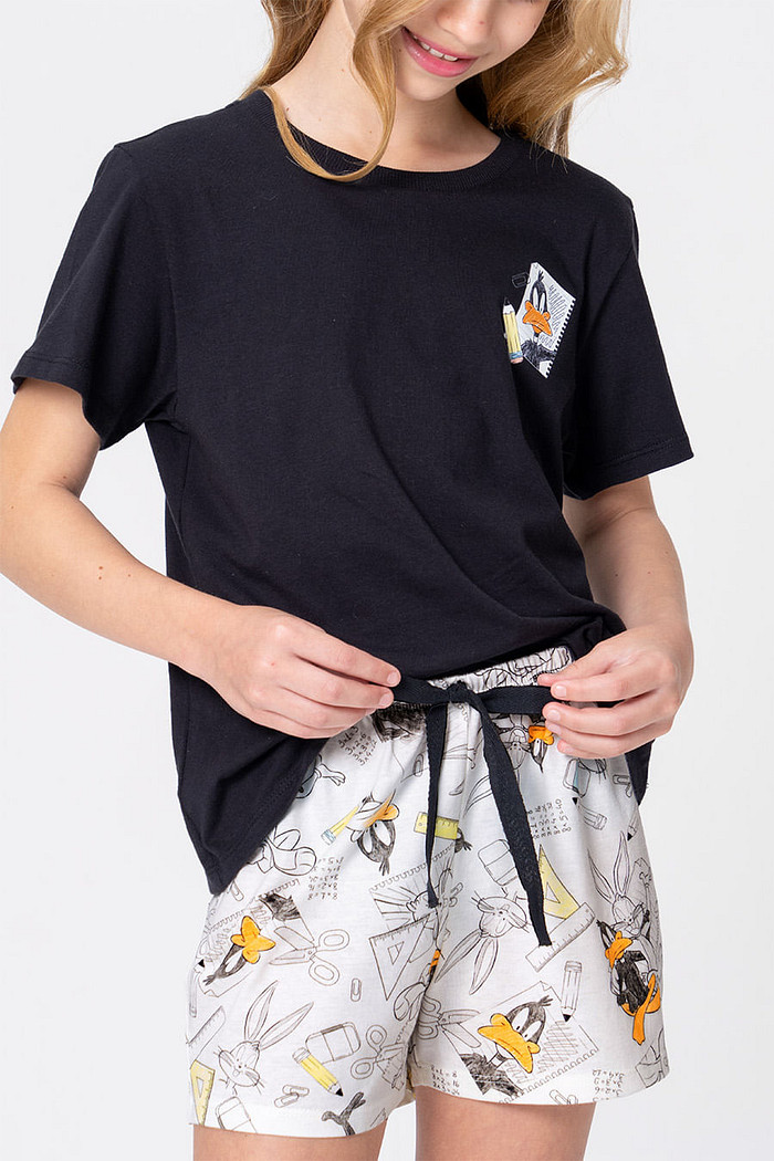 PIJAMA JUVENIL MENINA DE ALGODÃO - LOONEY GERAÇÃO RAIZ