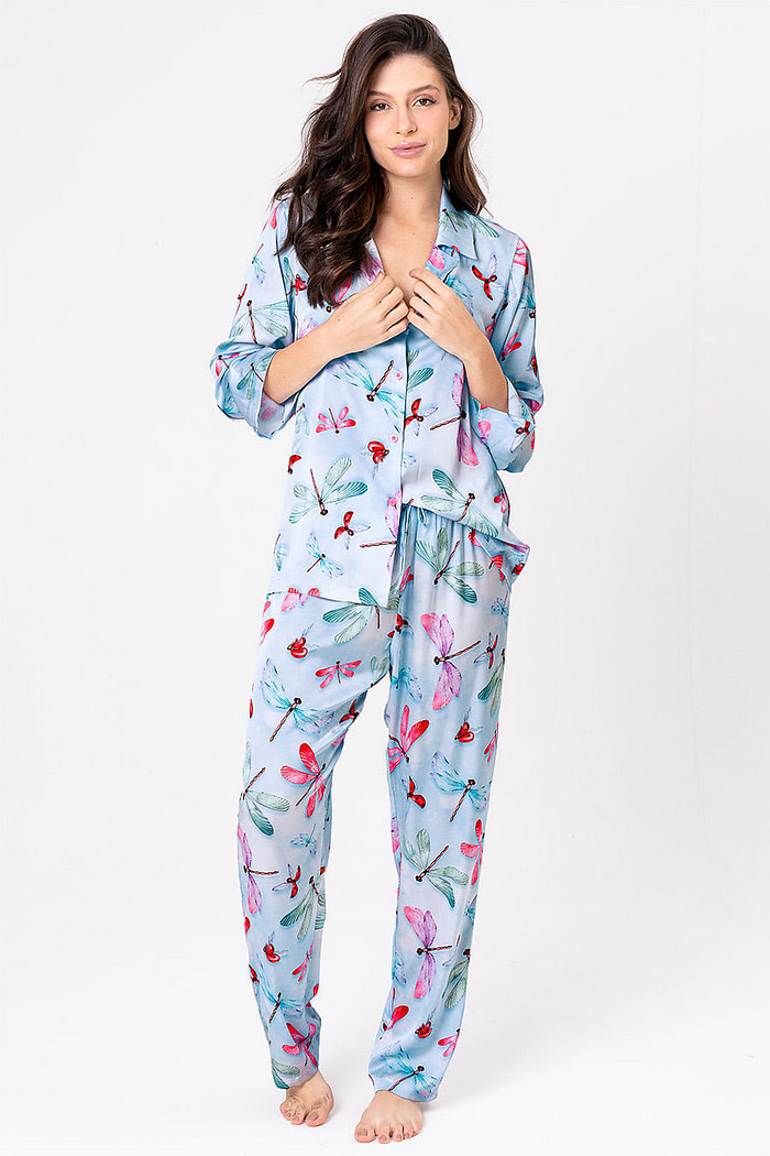 PIJAMA AMERICANO ACETINADO - LIBÉLULA