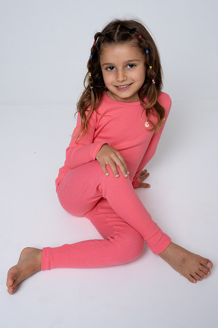 PIJAMA INFANTIL EM RIBANA LONGO - CLÁSSICO CANELADO PINK GLOSS