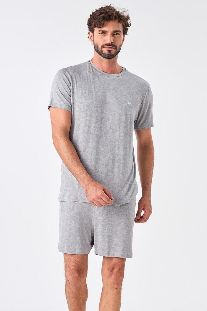 PIJAMA MASCULINO CURTO EM VISCOSE - CLÁSSICO VISCOSE MESCLA