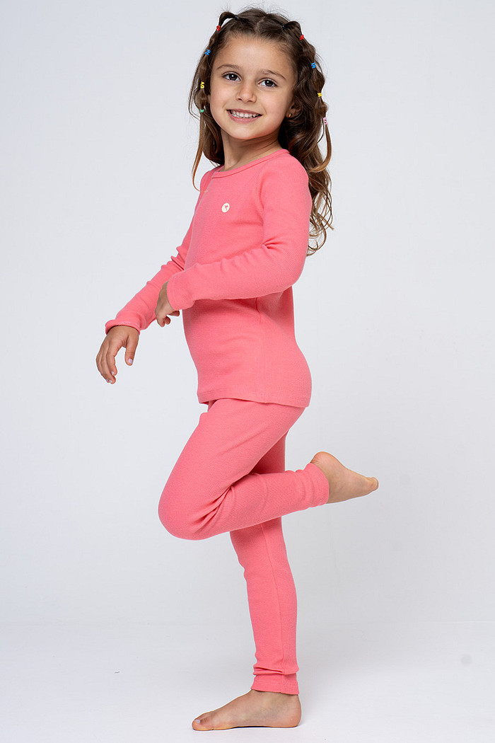 PIJAMA INFANTIL EM RIBANA LONGO - CLÁSSICO CANELADO PINK GLOSS