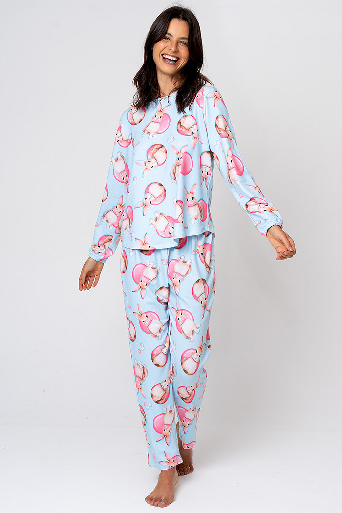 PIJAMA FEMININO LONGO EM MOLETINHO