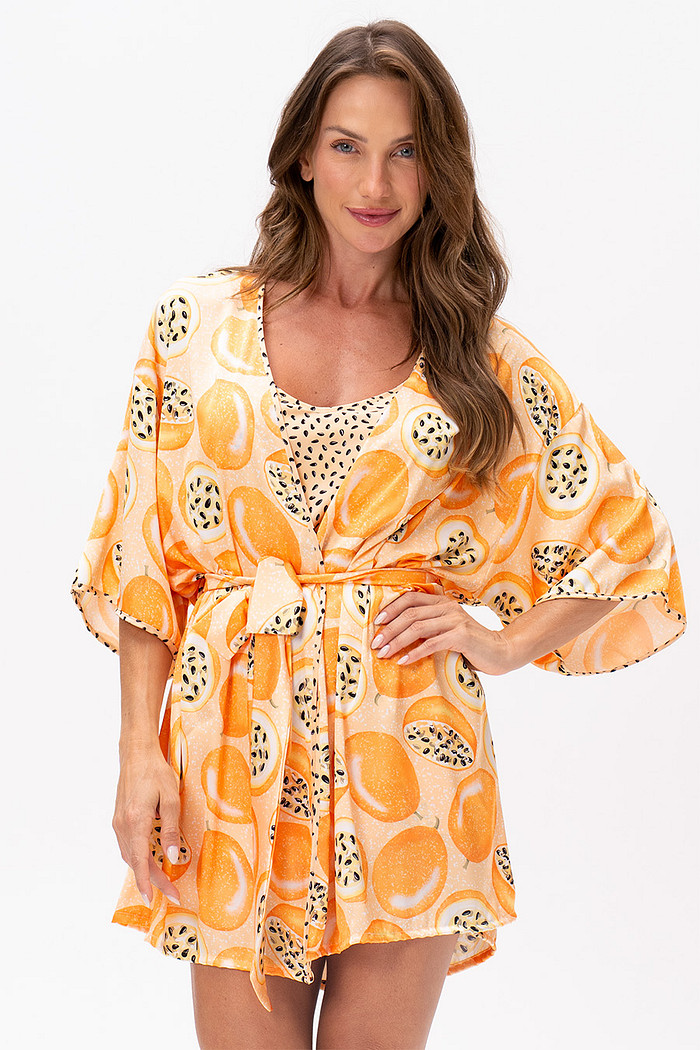 ROBE ACETINADO MARACUJÁ - FRUTA PRINT