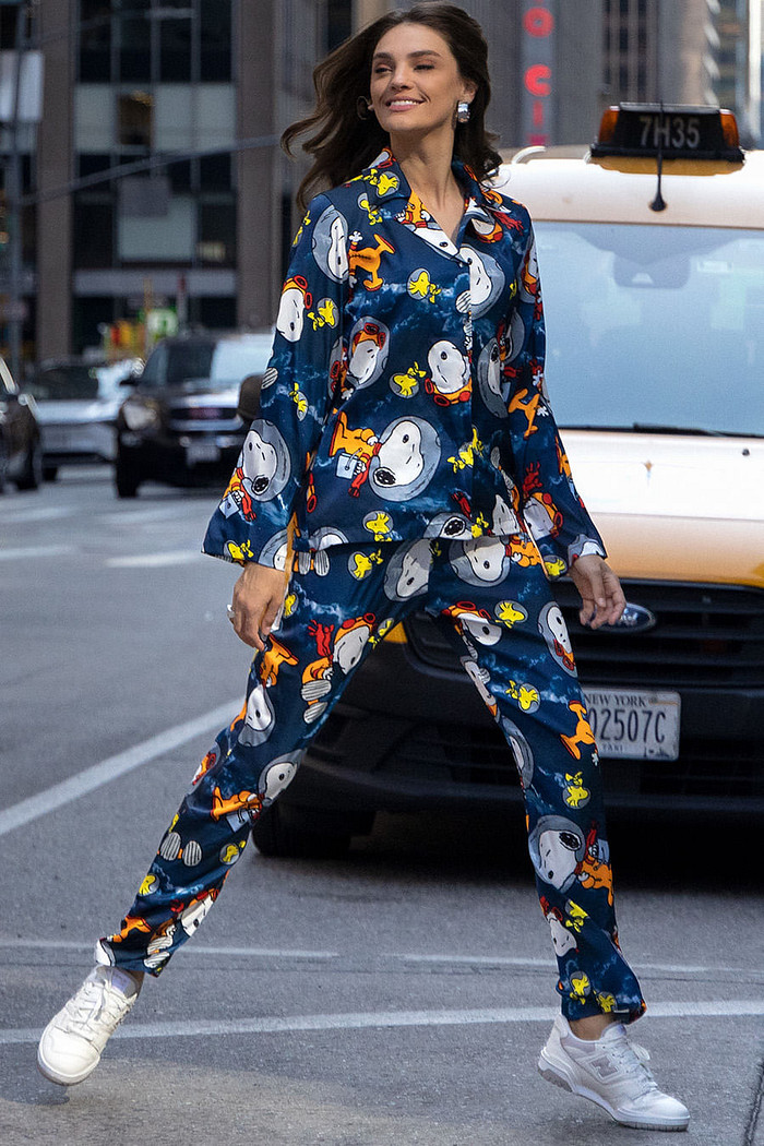 PIJAMA AMERICANO LONGO ACETINADO - SNOOPY NAUTA