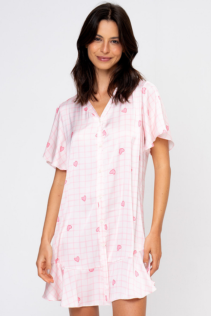 CAMISOLA CORAÇÕES COM BOTÕES E BABADO - BAILARINA