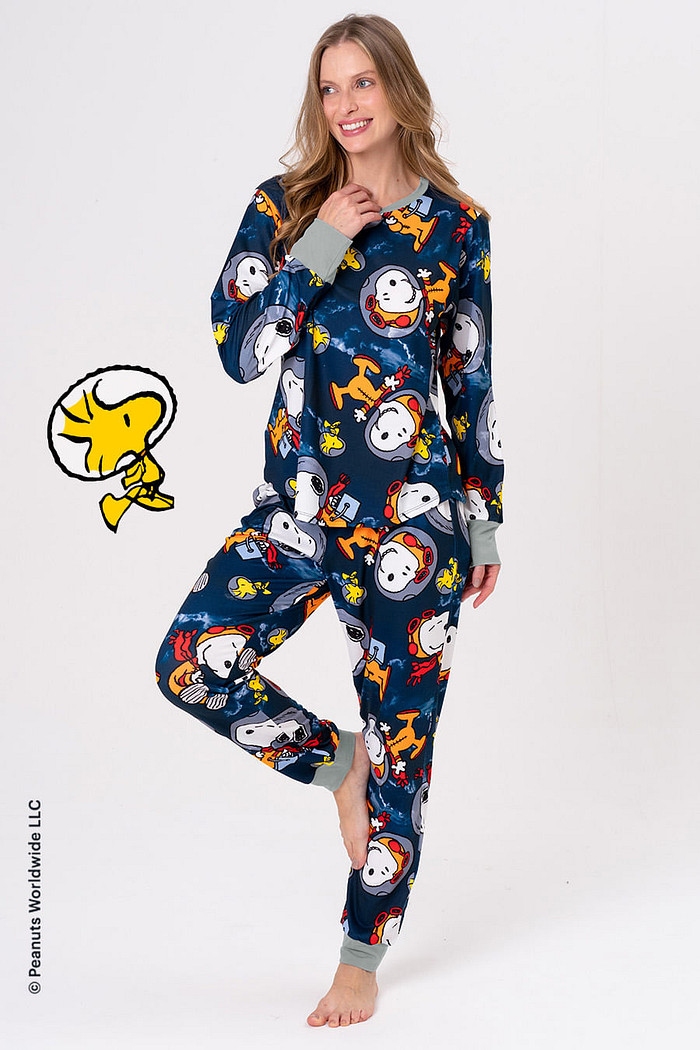 PIJAMA LONGO TOQUE DE PÊSSEGO - SNOOPY NAUTA