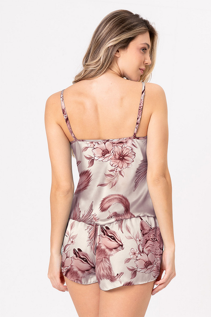 SHORT DOLL TOQUE DE SEDA COM ESTAMPA AMARENA