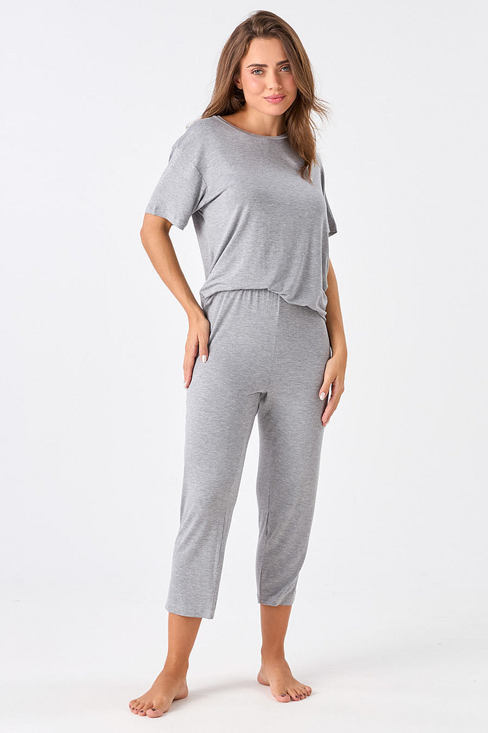 PIJAMA CAPRI MANGA CURTA EM VISCOSE - CLÁSSICO VISCOSE MESCLA