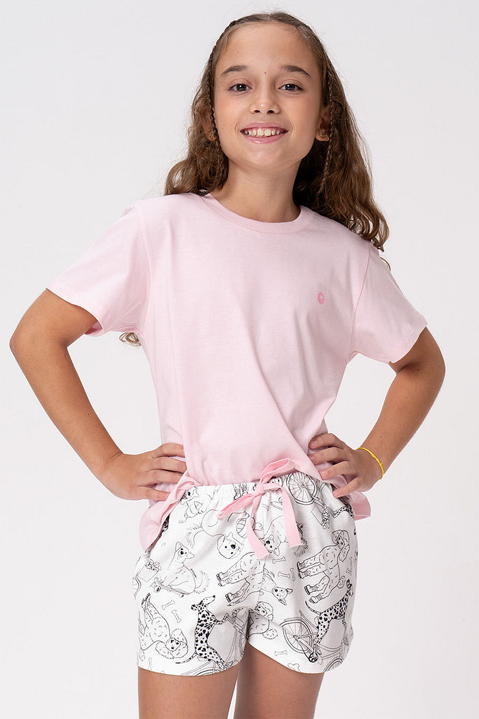 PIJAMA DE ALGODÃO JUVENIL MENINA - AUAUMIGOS