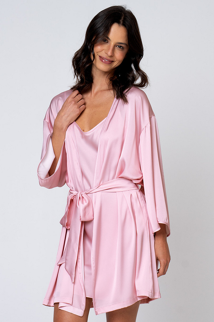 ROBE CURTO FEMININO TOQUE DE SEDA - CLÁSSICO ACETINADO PINK GLOSS